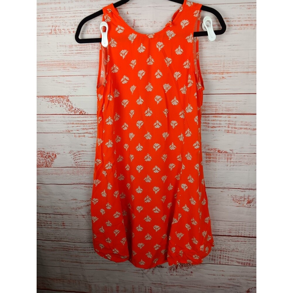 Old Navy Mini Dress Women's Small Orange Floral Sleeveless  Casual  Back Button